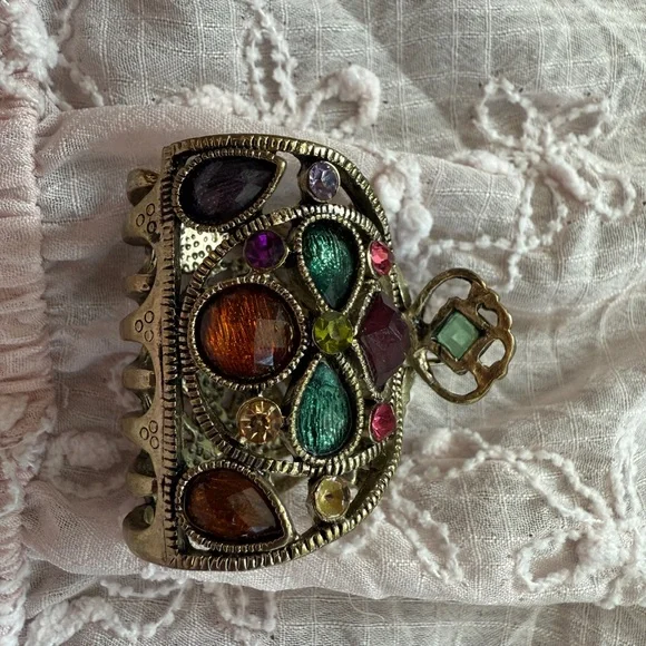 Vintage-Inspired Multicolor Gemstone Hair Clip - Picture 2 of 3
